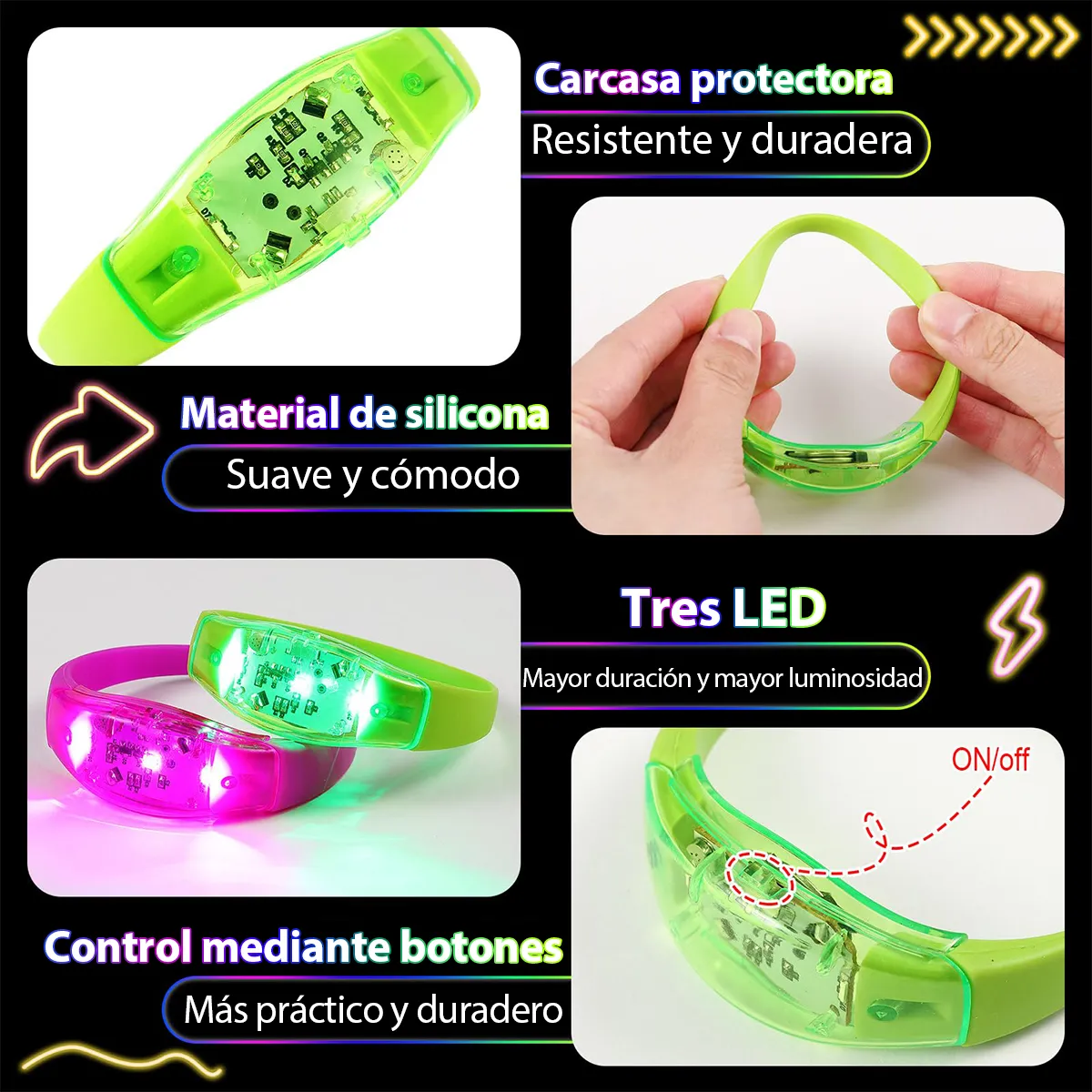 6PCS LED Bracelets Sound Activ - Audio Music Dj review and price